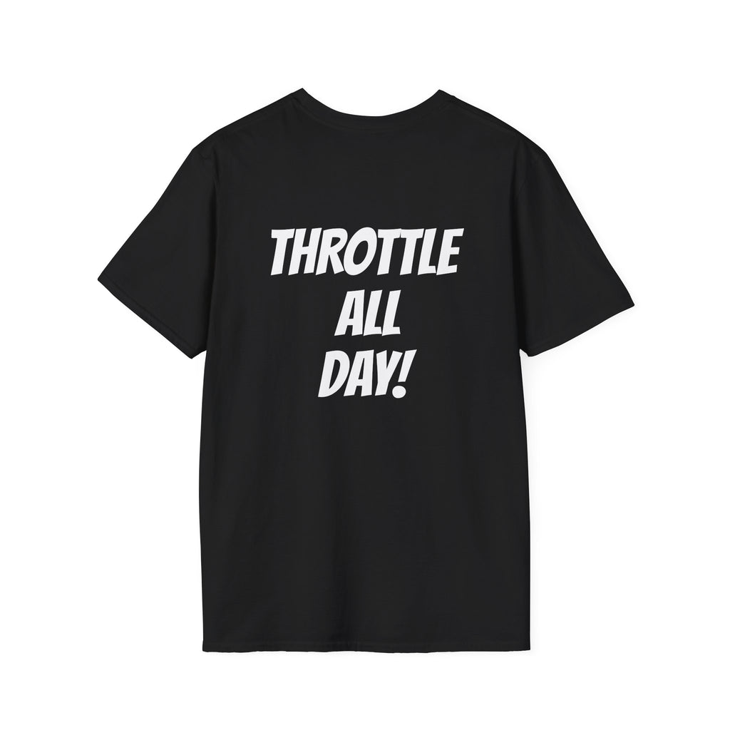 Rippin' 365 - Basic Logo T-Shirt with "Throttle all Day!" on back