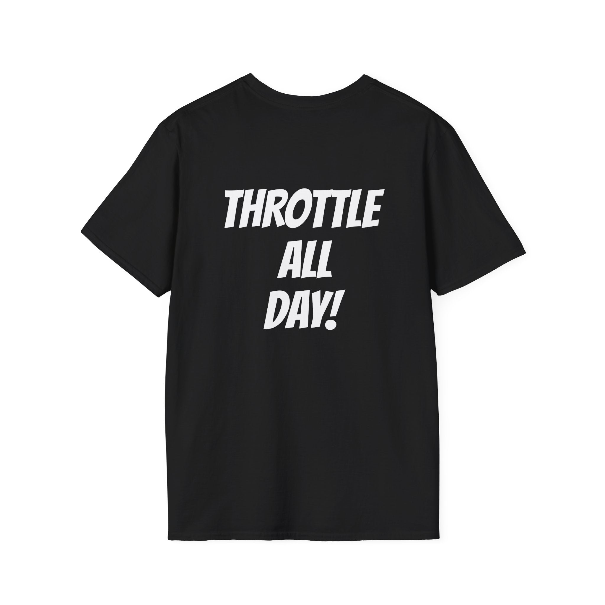 Rippin' 365 - Basic Logo T-Shirt with "Throttle all Day!" on back