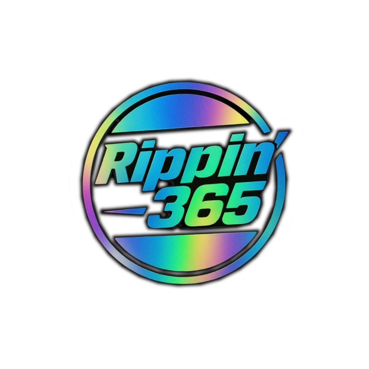 Rippin' 365 - Round Kiss-Cut Sticker - Neon Logo