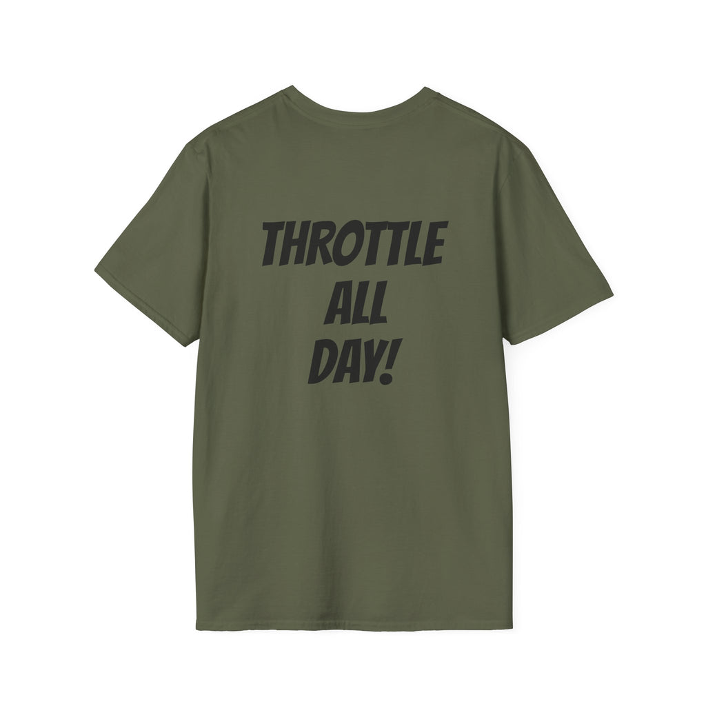 Rippin' 365 - Basic Logo T-Shirt with "Throttle all Day!" on back