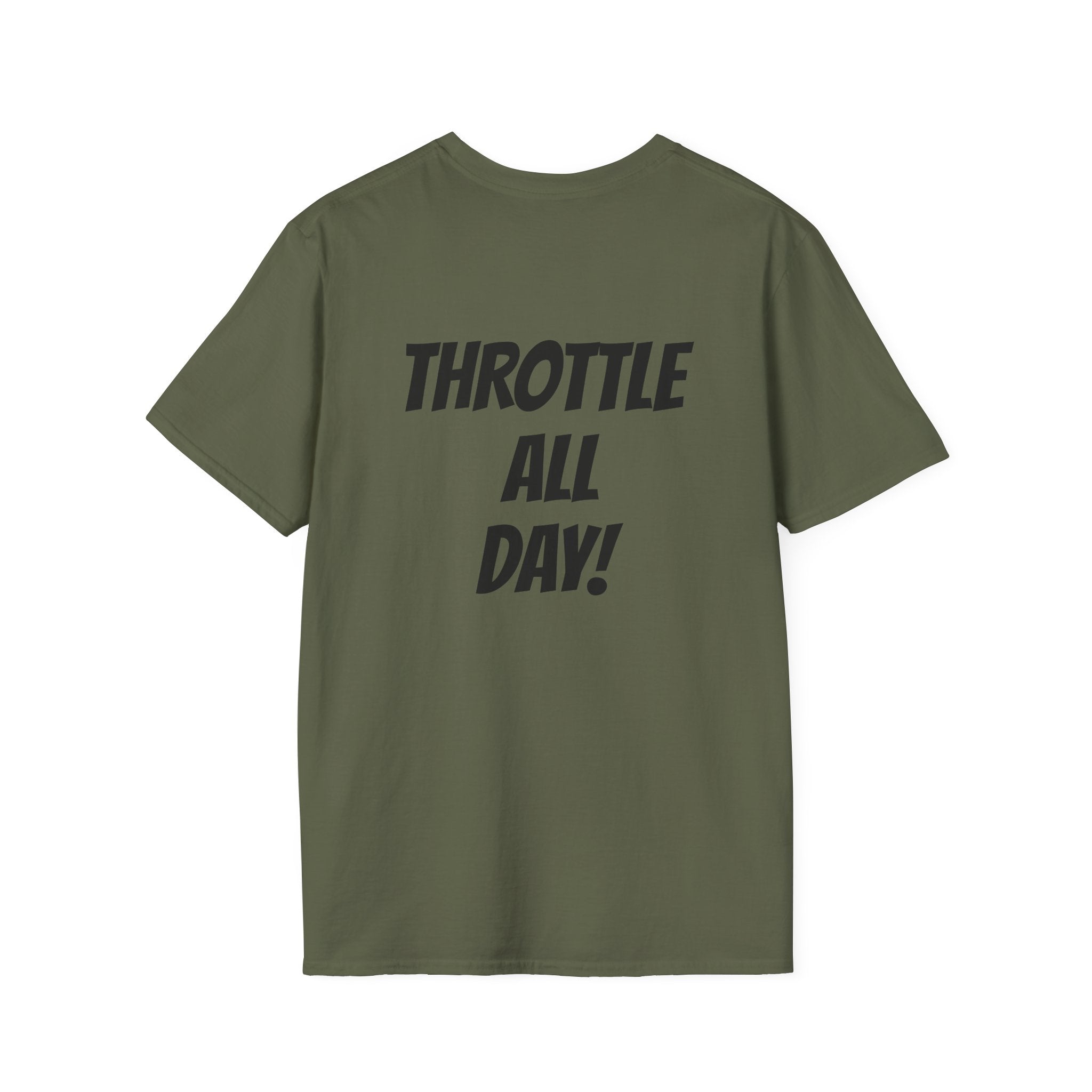Rippin' 365 - Basic Logo T-Shirt with "Throttle all Day!" on back