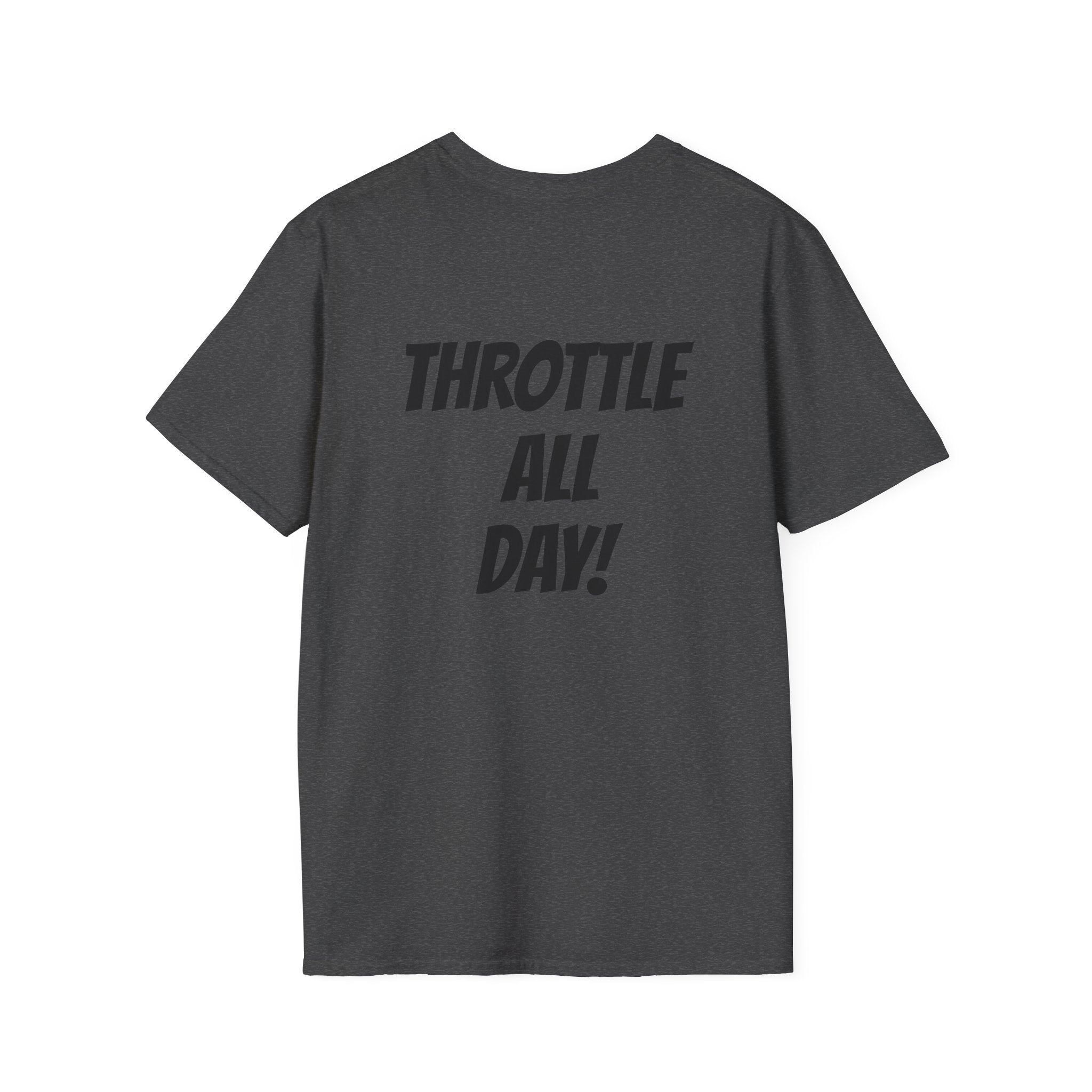 Rippin' 365 - Basic Logo T-Shirt with "Throttle all Day!" on back
