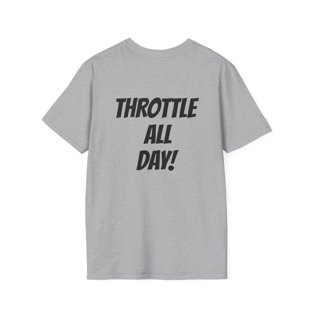 Rippin' 365 - Basic Logo T-Shirt with "Throttle all Day!" on back