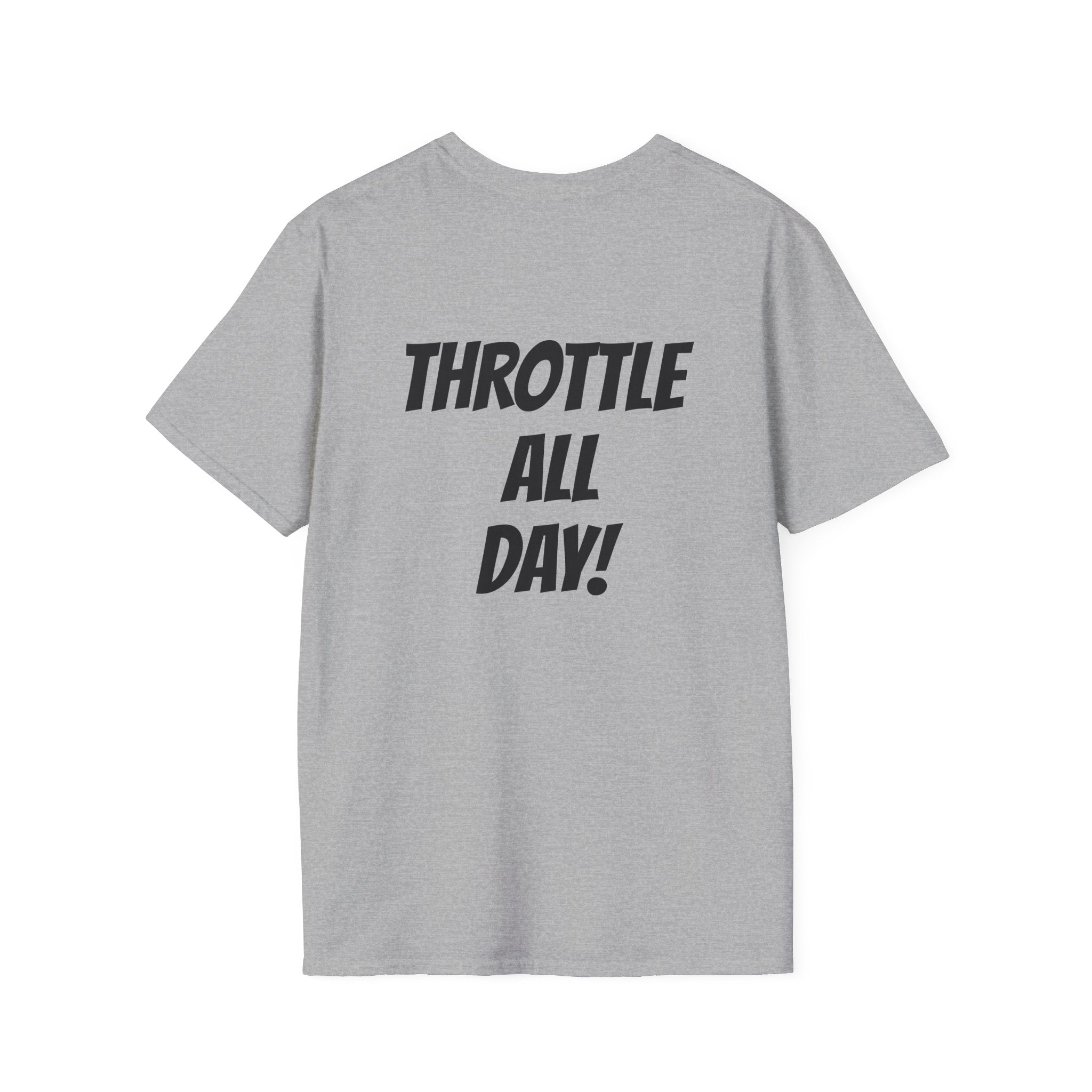 Rippin' 365 - Basic Logo T-Shirt with "Throttle all Day!" on back