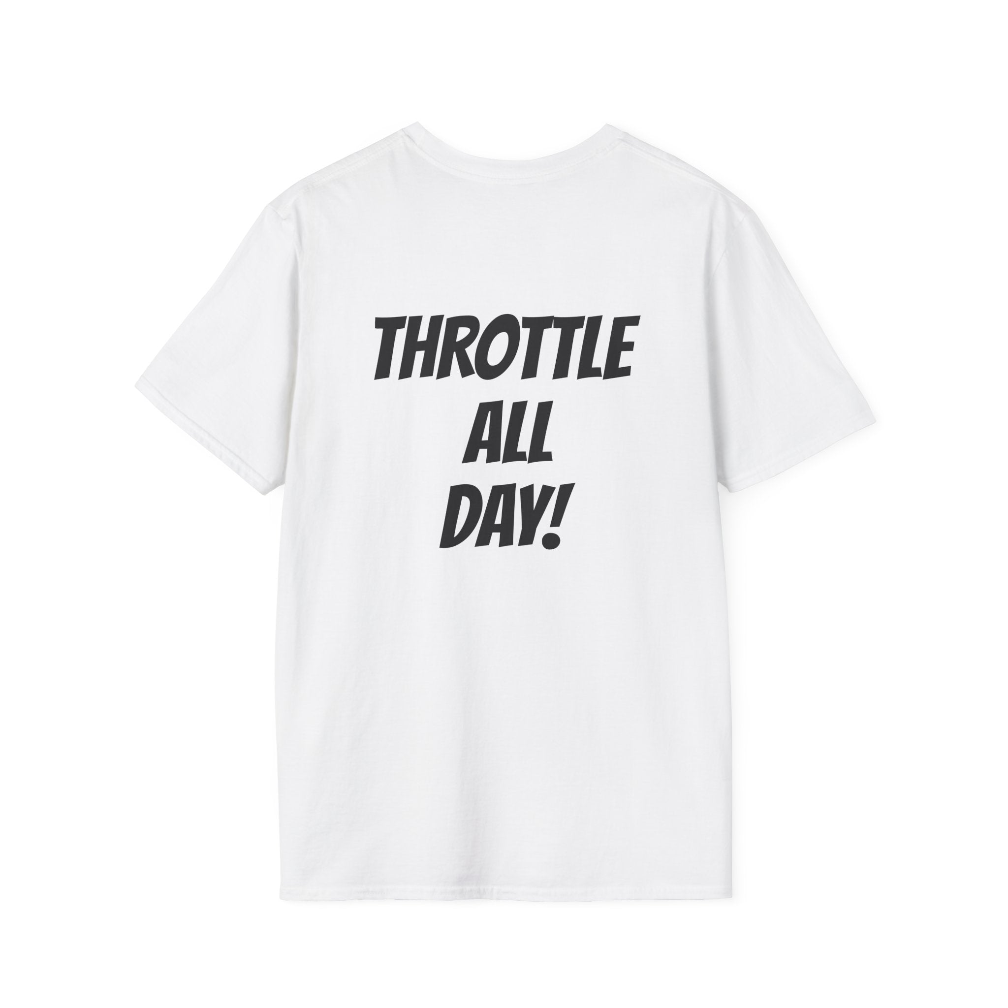 Rippin' 365 - Basic Logo T-Shirt with "Throttle all Day!" on back