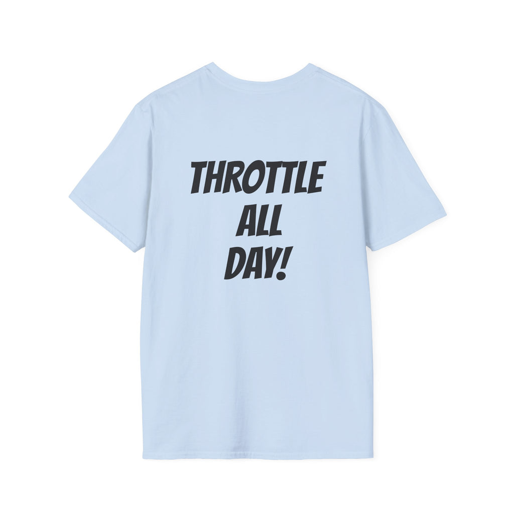 Rippin' 365 - Basic Logo T-Shirt with "Throttle all Day!" on back
