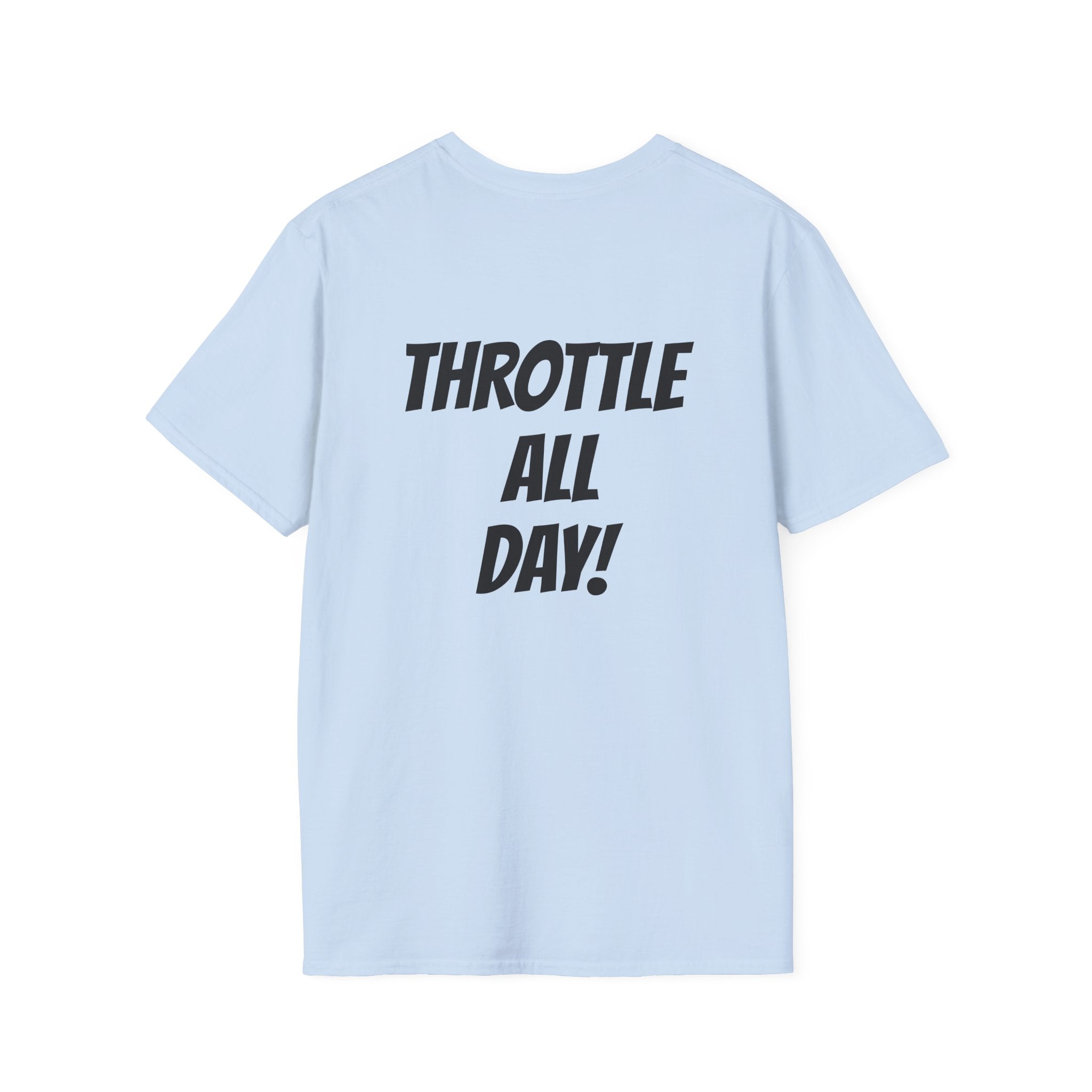 Rippin' 365 - Basic Logo T-Shirt with "Throttle all Day!" on back
