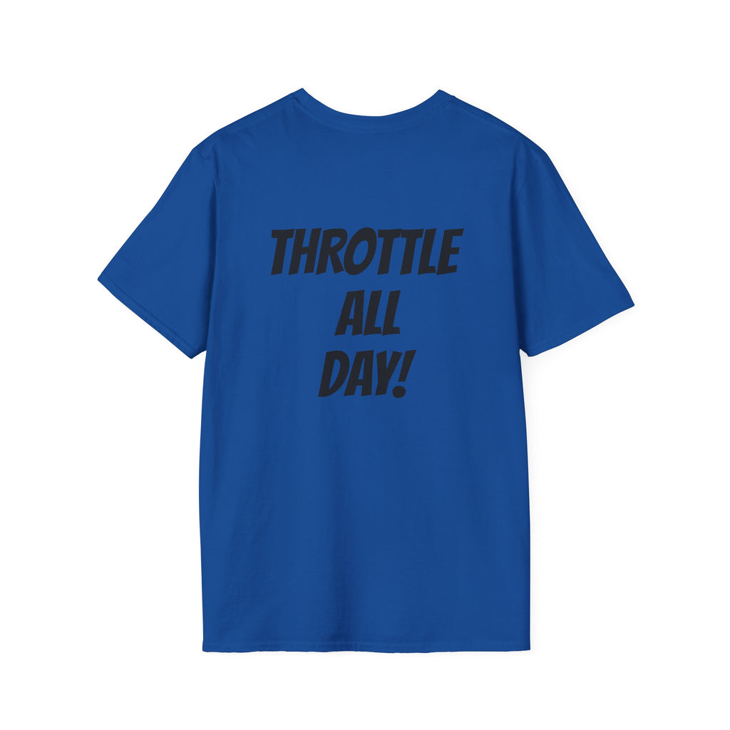 Rippin' 365 - Basic Logo T-Shirt with "Throttle all Day!" on back